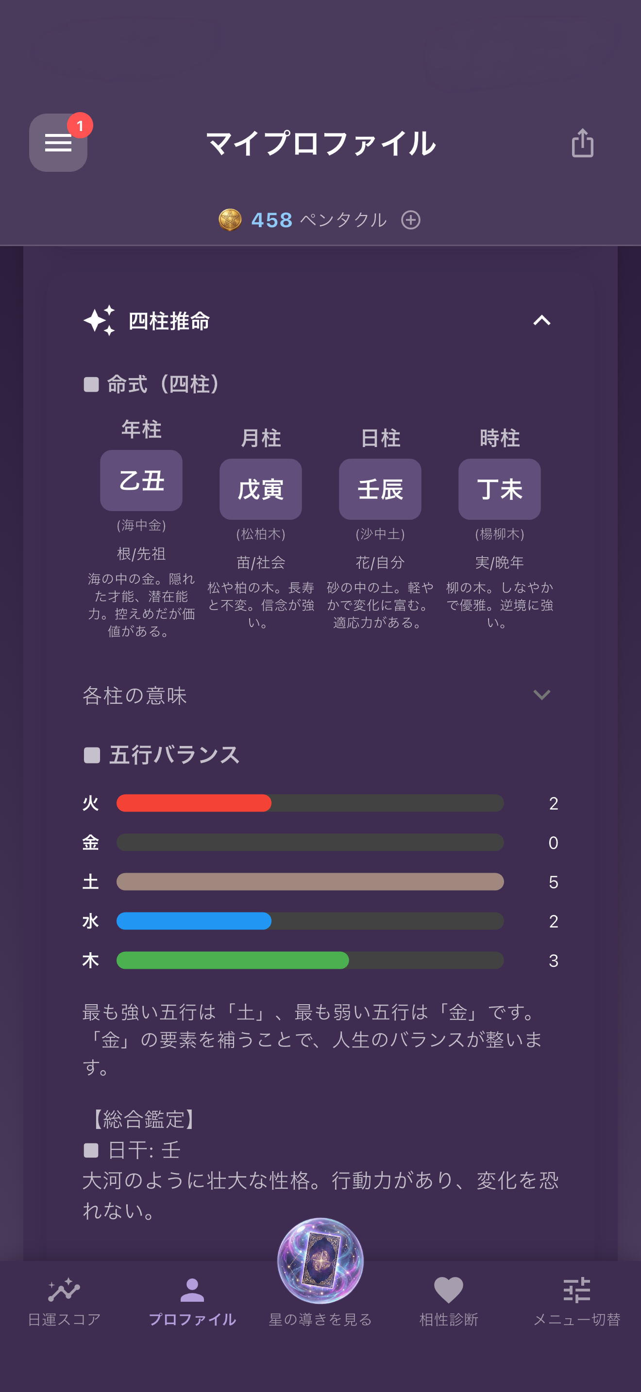 マイプロファイル画面